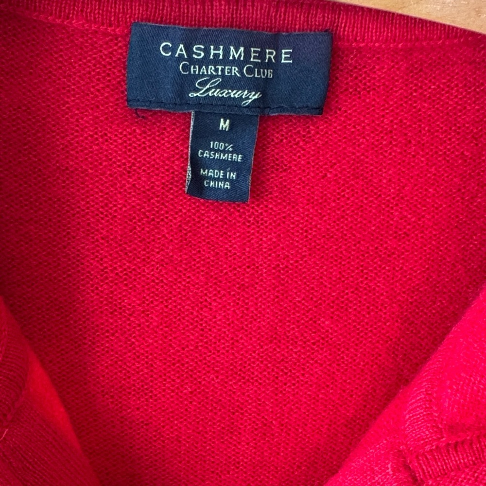 Charter Club Luxury Red Cashmere Sweater - Picture 2 of 11